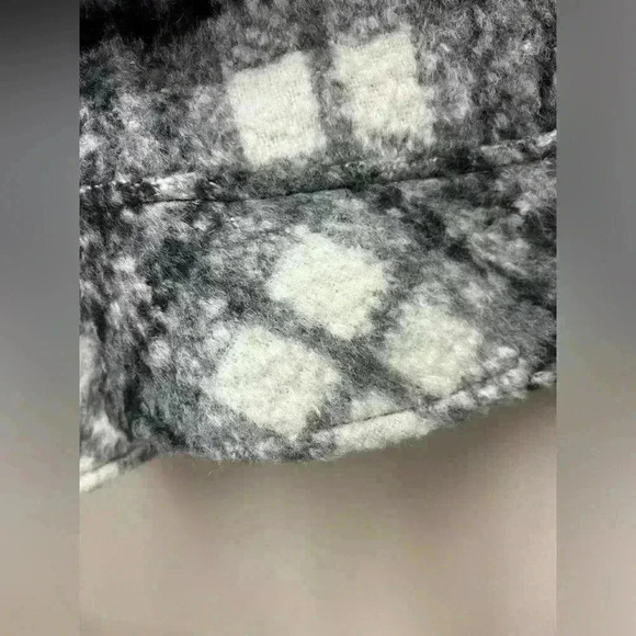 Guess Black & White Plaid 3/4 Wide Sleeve wool blend Moto Jacket Size Medium - Picture 12 of 14